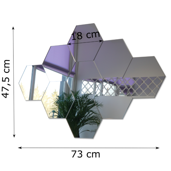 Dekoratívne zrkadlá Hexagon sada 9 kusov